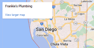 Map- Frankie's Plumbing in San Diego, CA